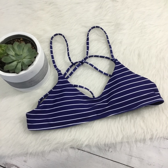 Cupshe Blue Striped Cupsay Swim Bikini Top S - Picture 2 of 8